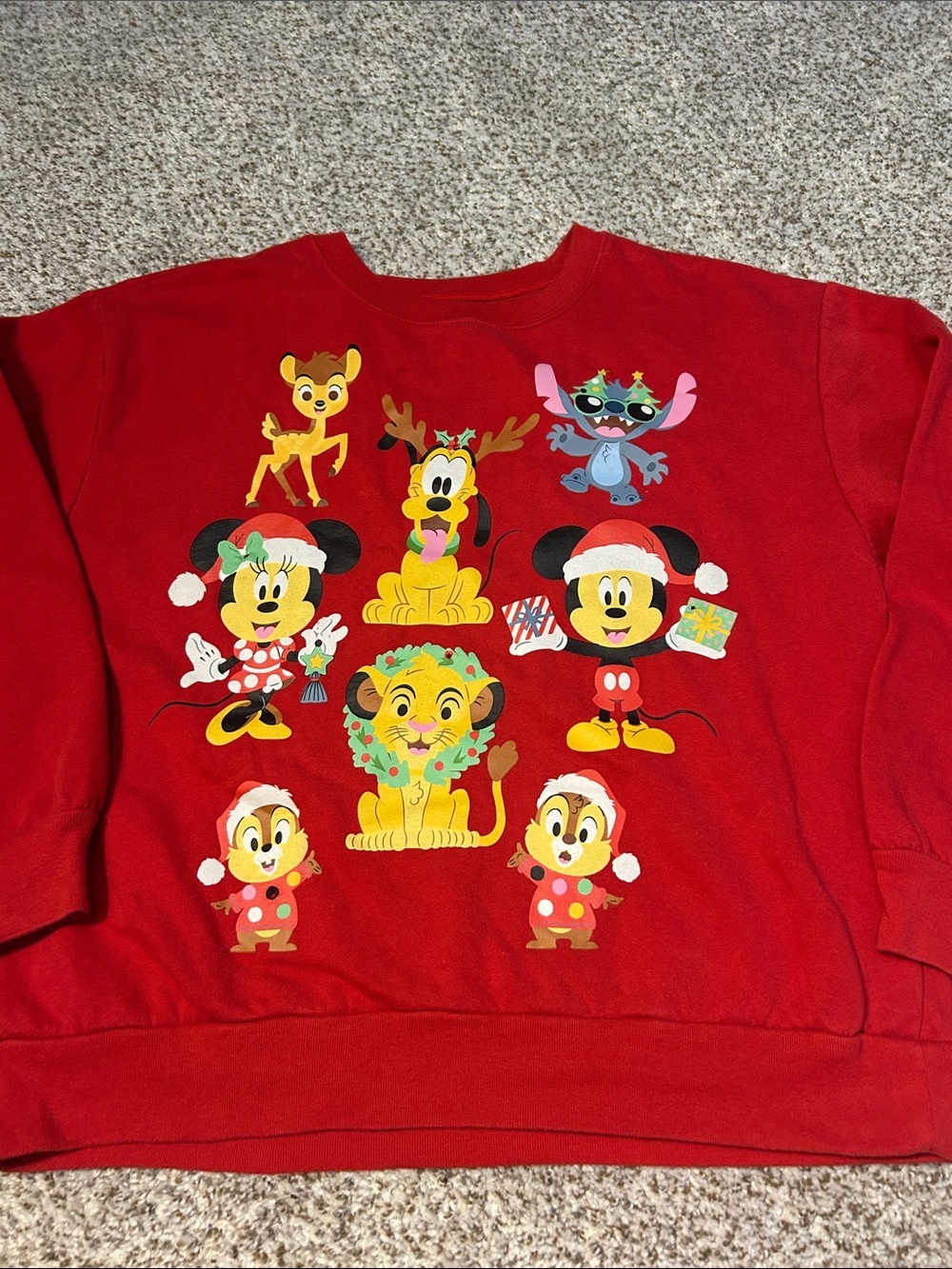 Disney 100 Holiday Character Sweatshirt with Festive Print